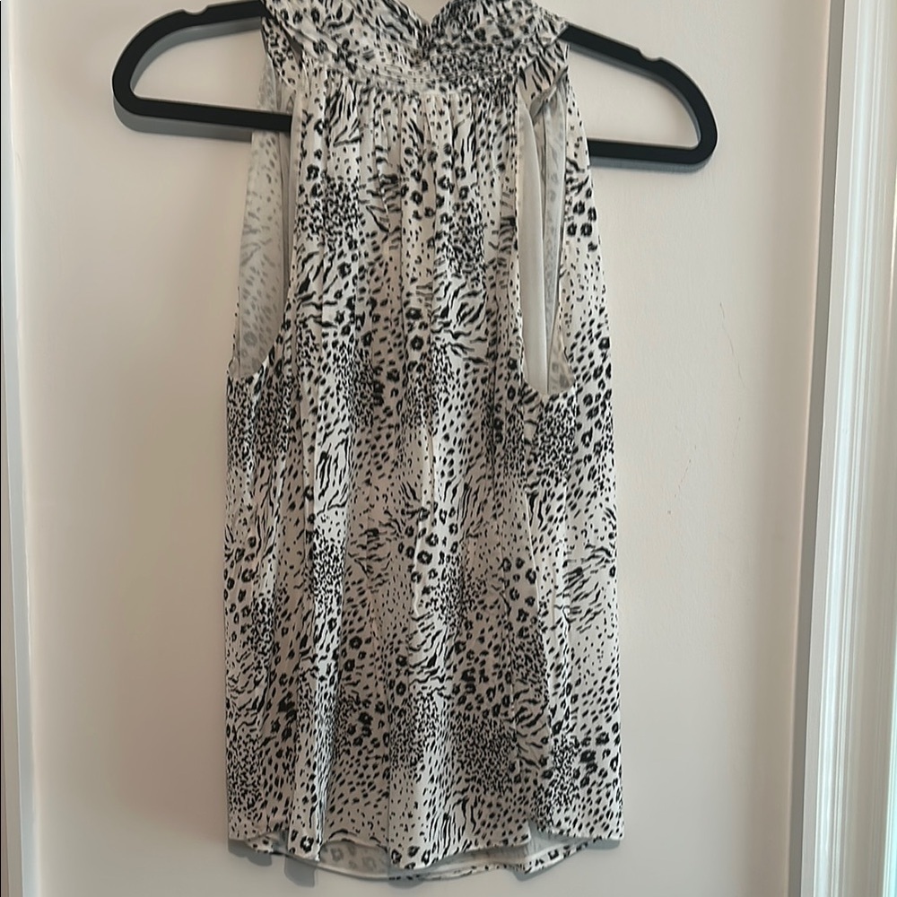 Joie Black and White Animal Print Blouse